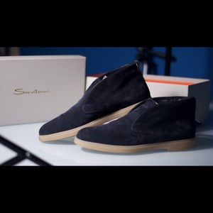 Santoni blue suede chukkas
